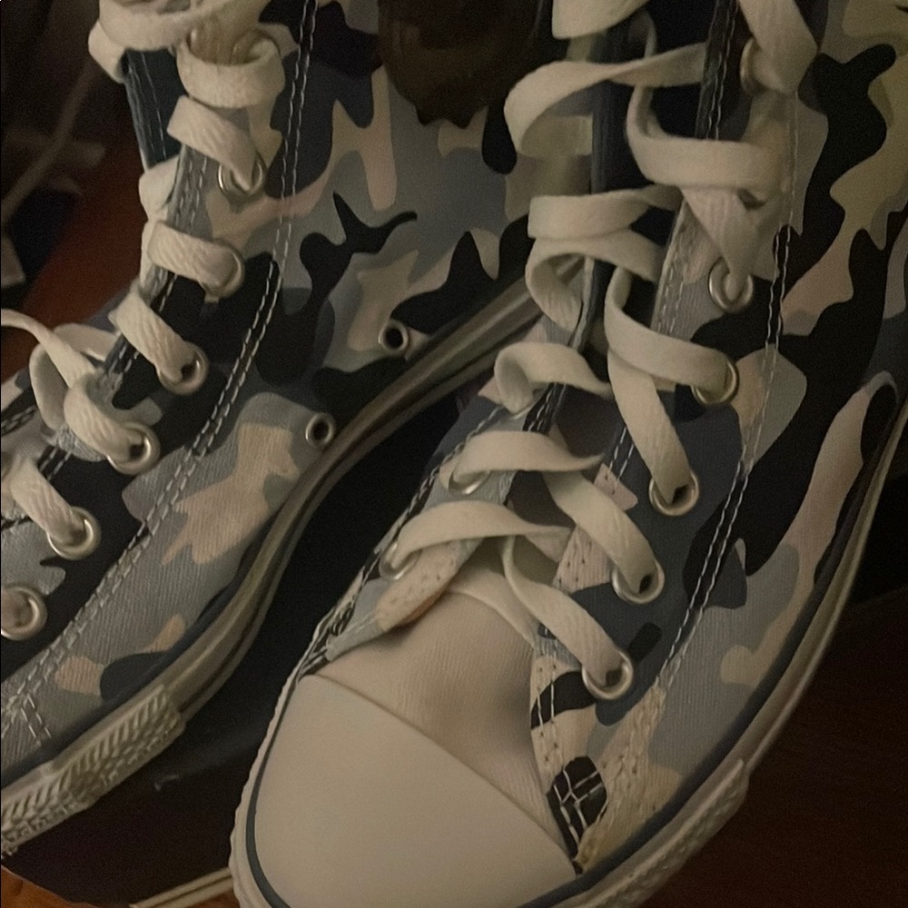 Blue Camouflage High-Top Converse